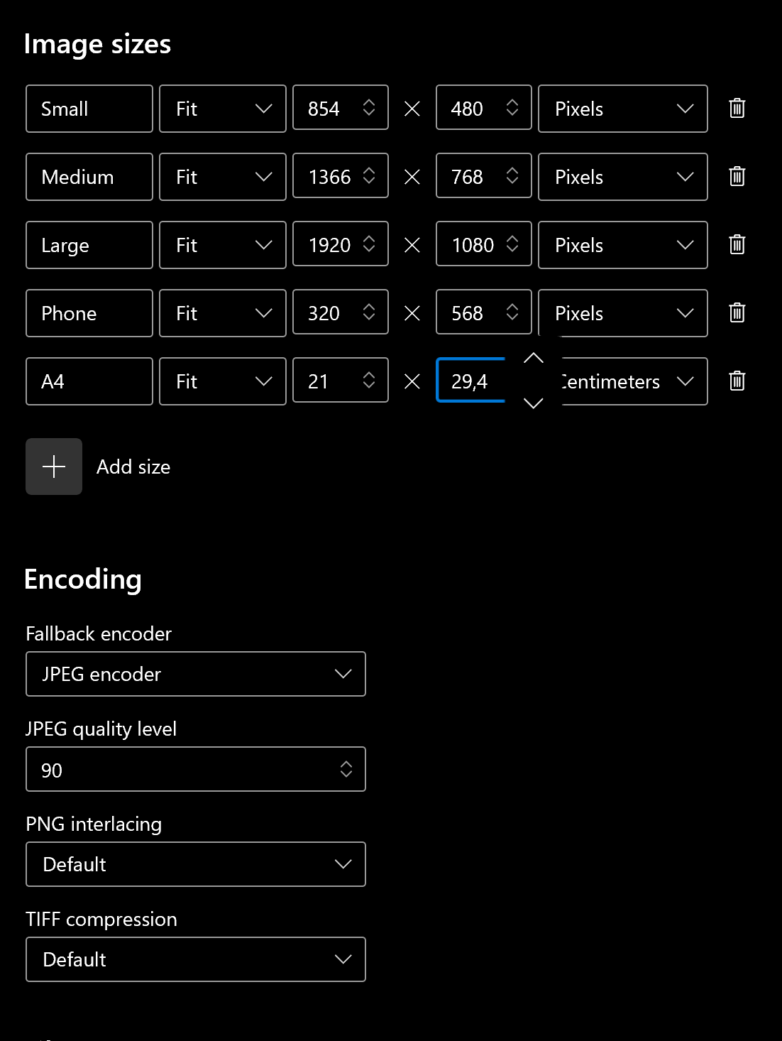 Settings / Image Resizer: not accepting decimals anymore (low prio ...