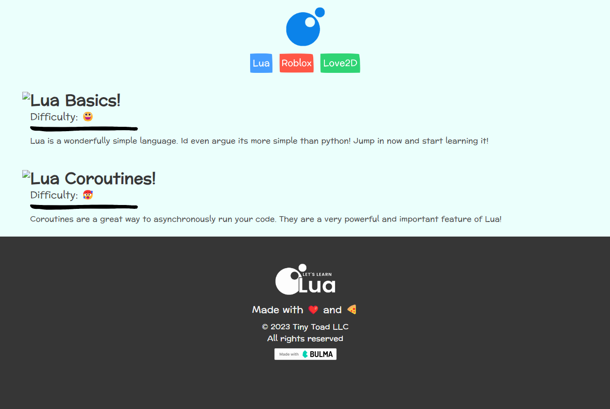 GitHub LetsLearnLua/Lets_Learn_Lua_site Lets Learn Lua website