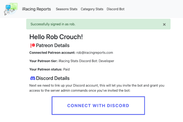 Connect with Discord button