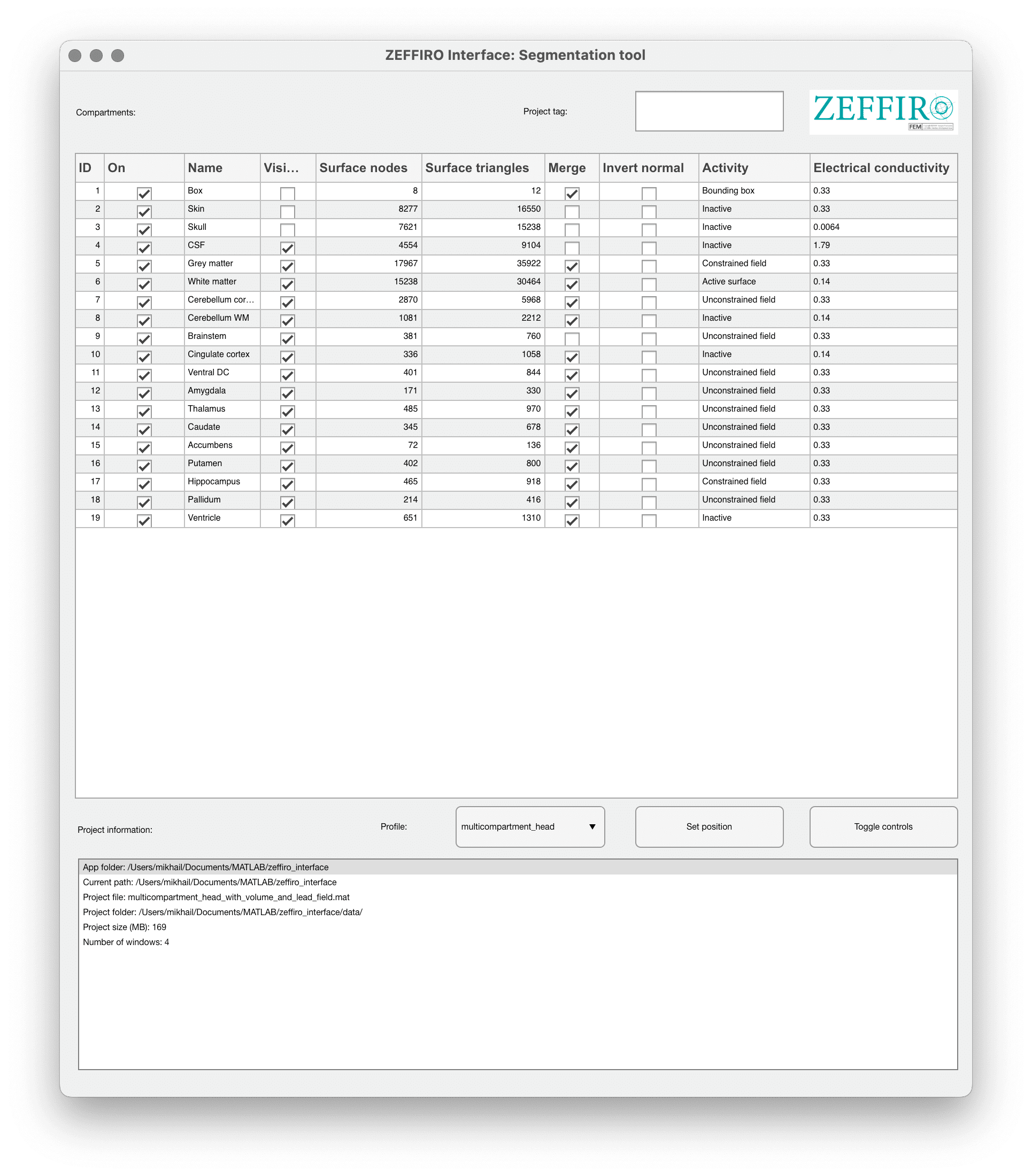 Segmentation tool screenshot