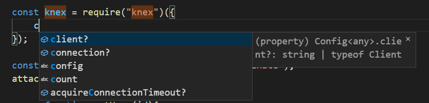 Missing hints in the IDE · Issue #4392 · knex/knex · GitHub