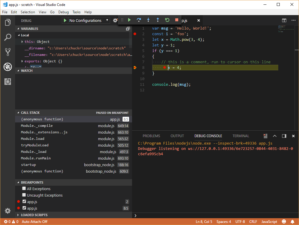 Debugger: Run to Cursor to invalid line, a Column Breakpoint appears on ...