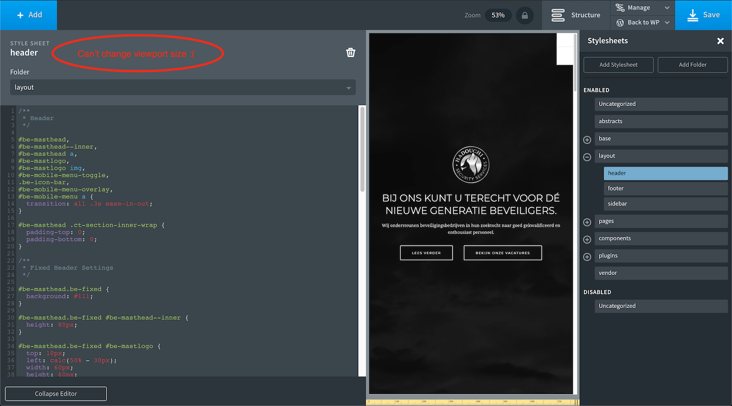 Change Mobile Viewport when editing CSS in stylesheets inside Oxygen ...
