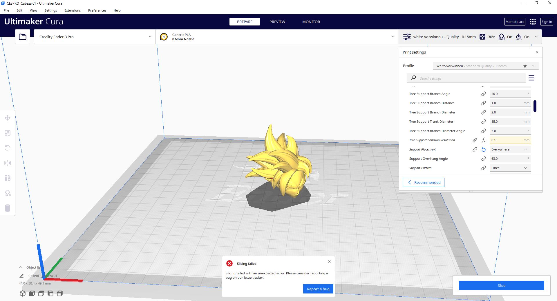 Slicing error · Issue #13813 · Ultimaker/Cura · GitHub