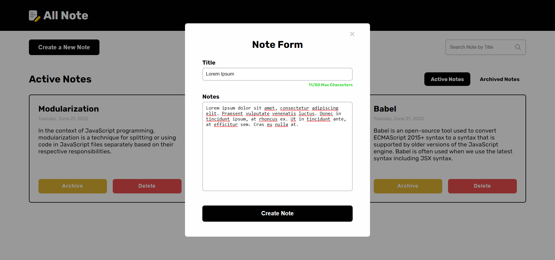 Note Form