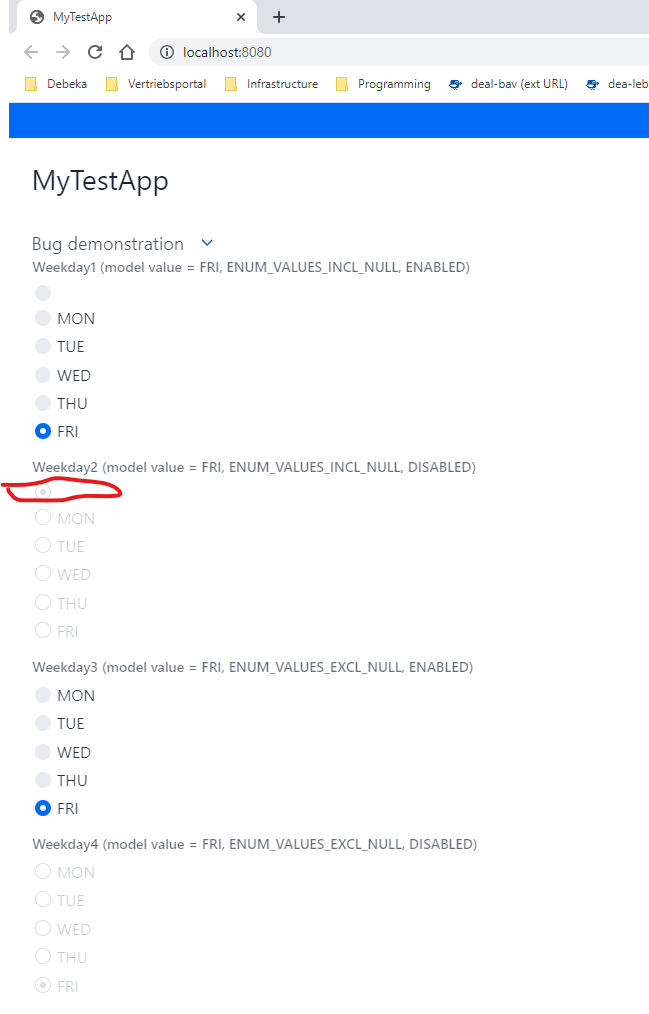 Screenshot Linkki Radiobutton