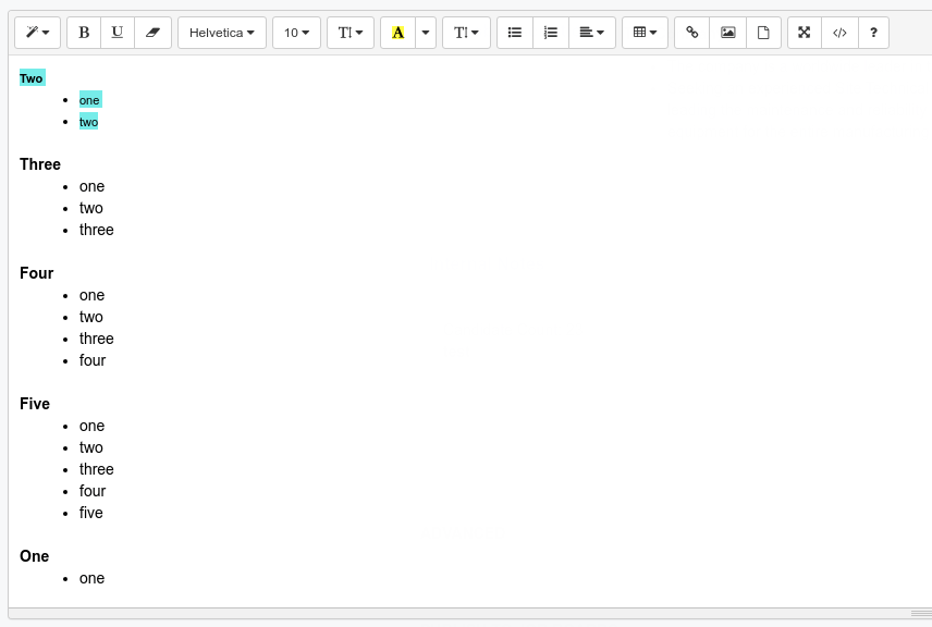 Summernote Examples Changes in format not applied to the entire content when all text in ...