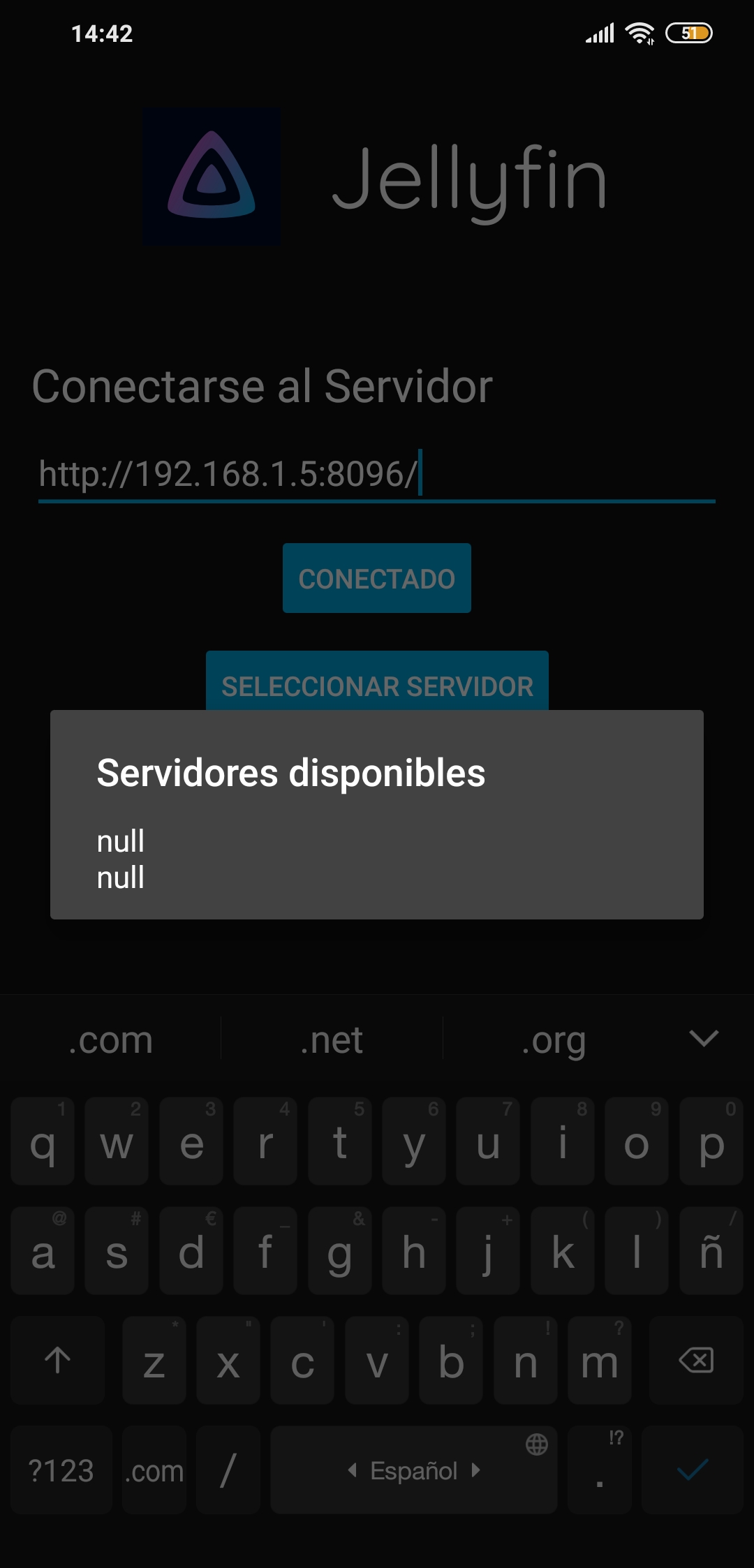 Select server shows null and when selecting it crashes · Issue 152