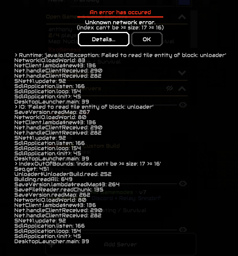 Network Error upon joining Open Game · Issue #6983 · Anuken/Mindustry ...
