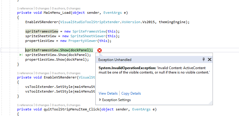 Invalid Content: ActiveContent must be one of the visible contents ...