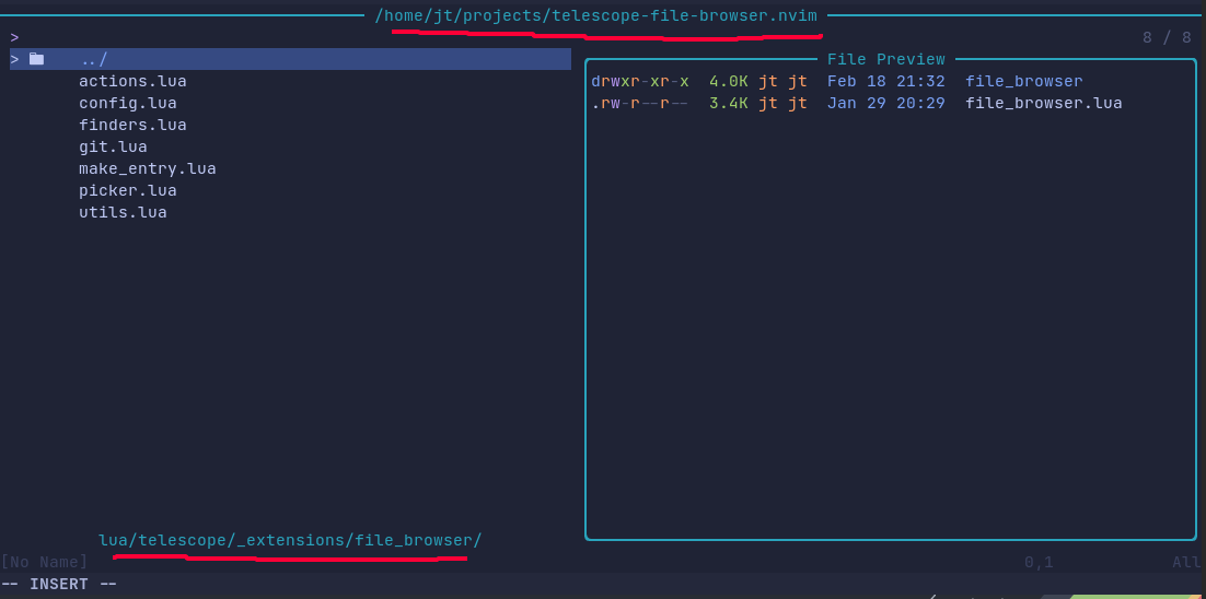 Idea Display the relative path closer to the search bar · Issue 238 · nvimtelescope/telescope