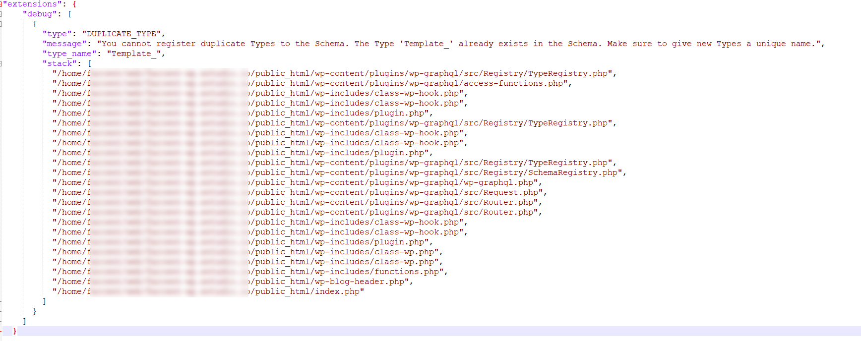 All the query now returns " cannot register duplicate Types to the ...