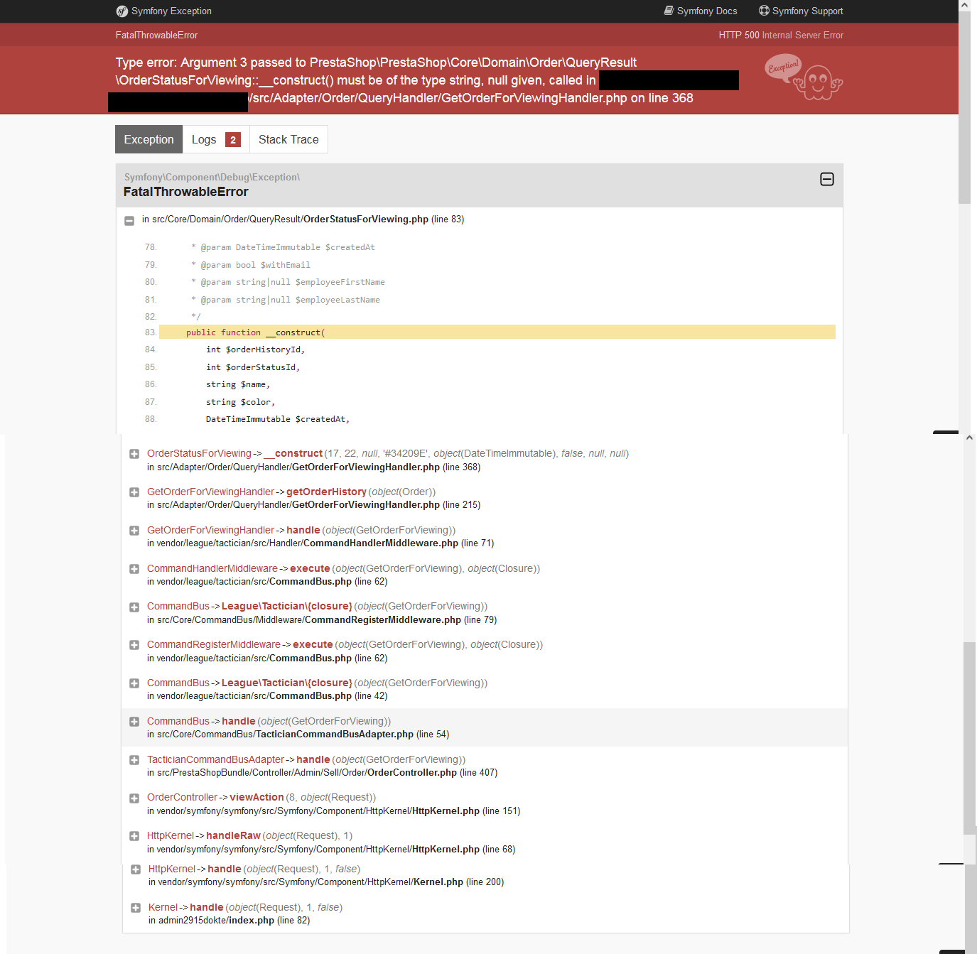 Back office orders errors after upgrading to Prestashop 1.7.7.8 · Issue ...