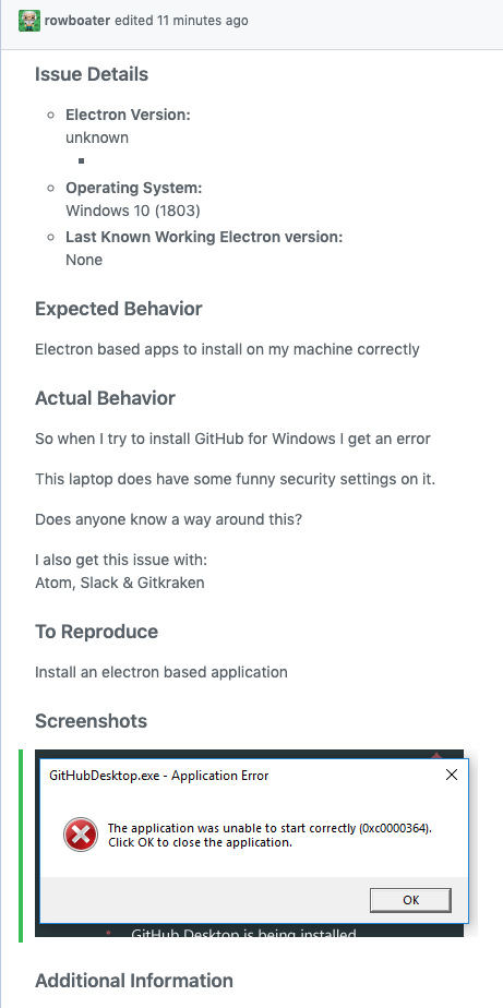 Cannot install applications based on electron on Windows 10
