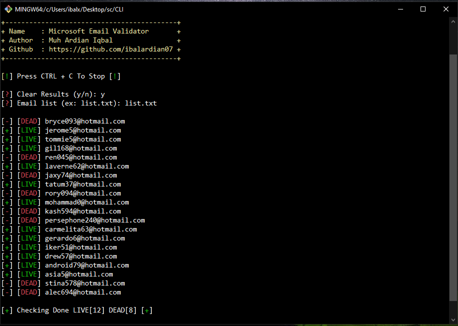 GitHub ibalardian07/microsoftemailvalidator Basically, I created