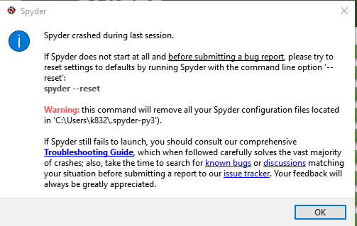 Spyder crashing even after installation and reinstallation · Issue ...