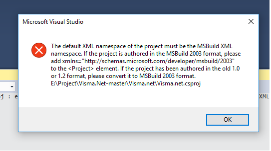 unable to load project convert it to MSbuild 2003 format · Issue #79 ...