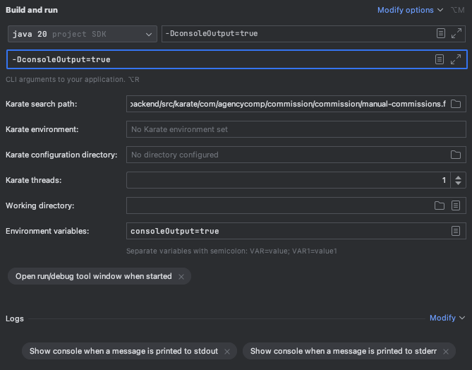Run Configurations not using environment/VM options/arguments · Issue