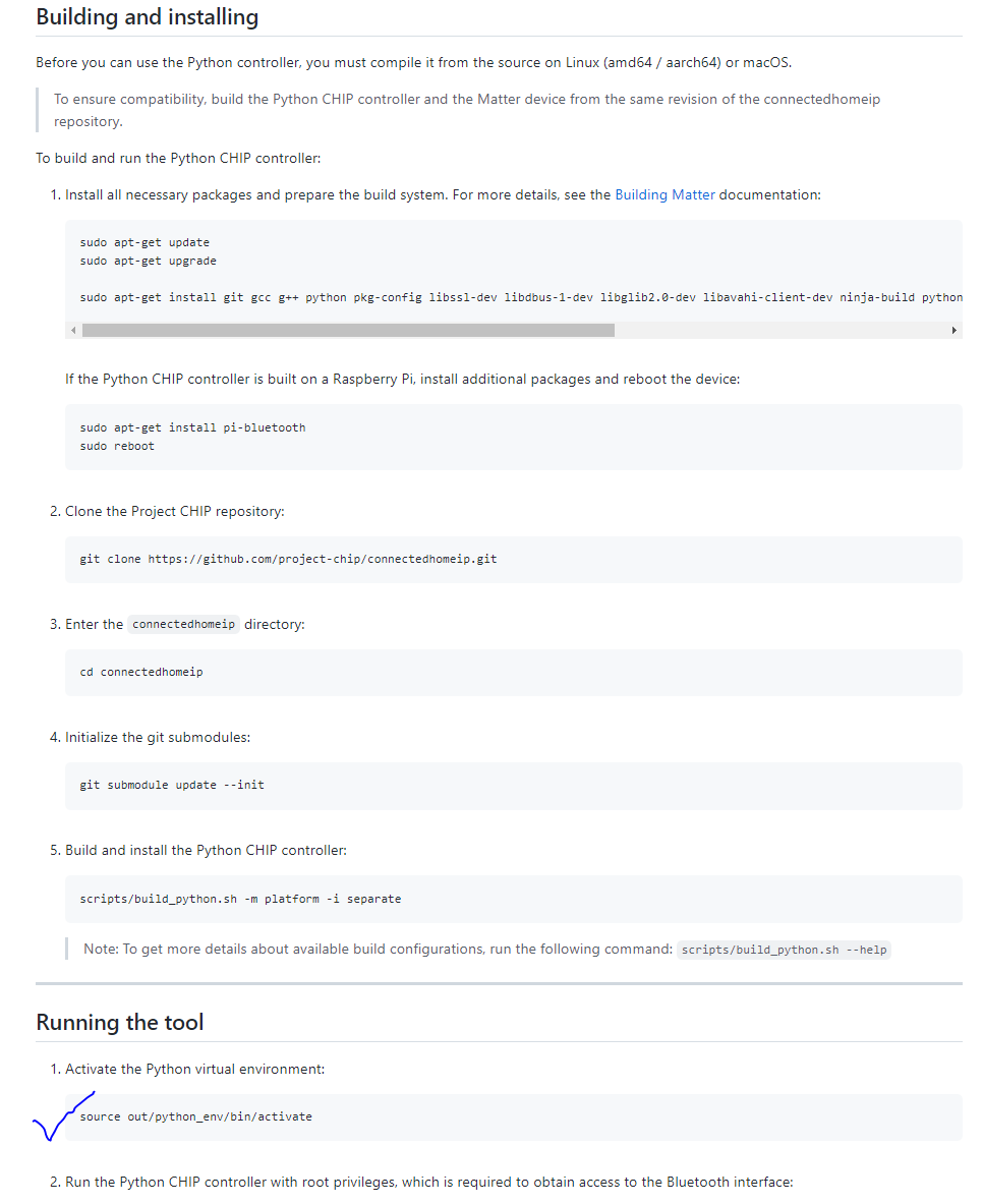 When trying to run the Python CHIP Controller, the error message "CHIP ...