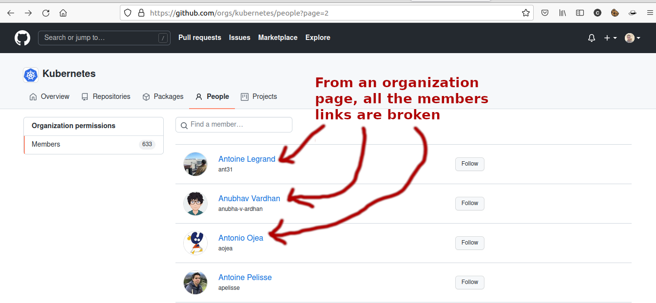 404 broken links - all Github organizations affected · community ...