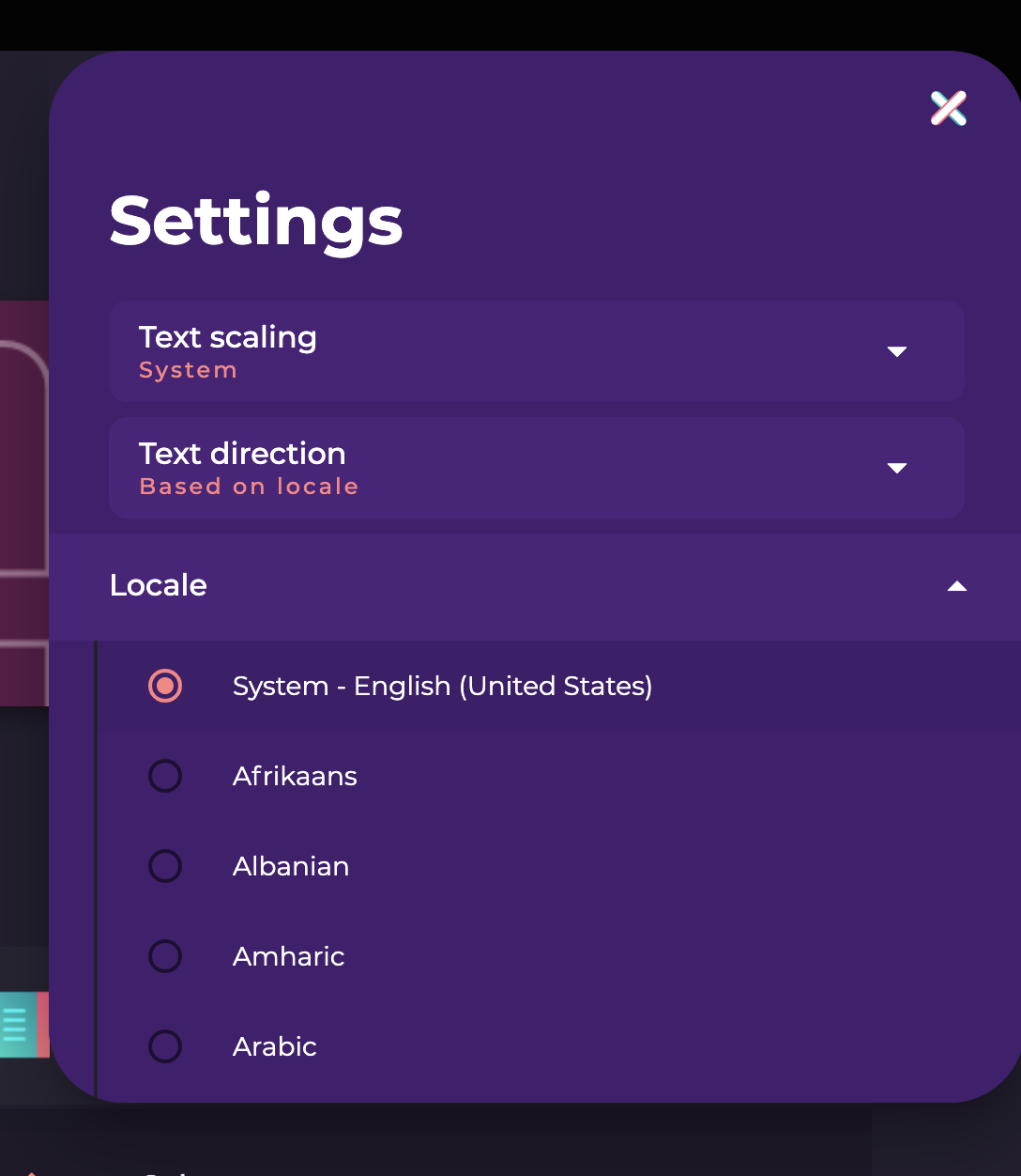 The device locale version of the locale is not showing up on the