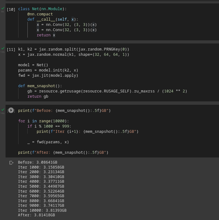 System memory leak in Colab · Issue #2327 · google/flax · GitHub