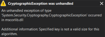 Issue With the behavior of the Password And Encryption Algorithm with ...