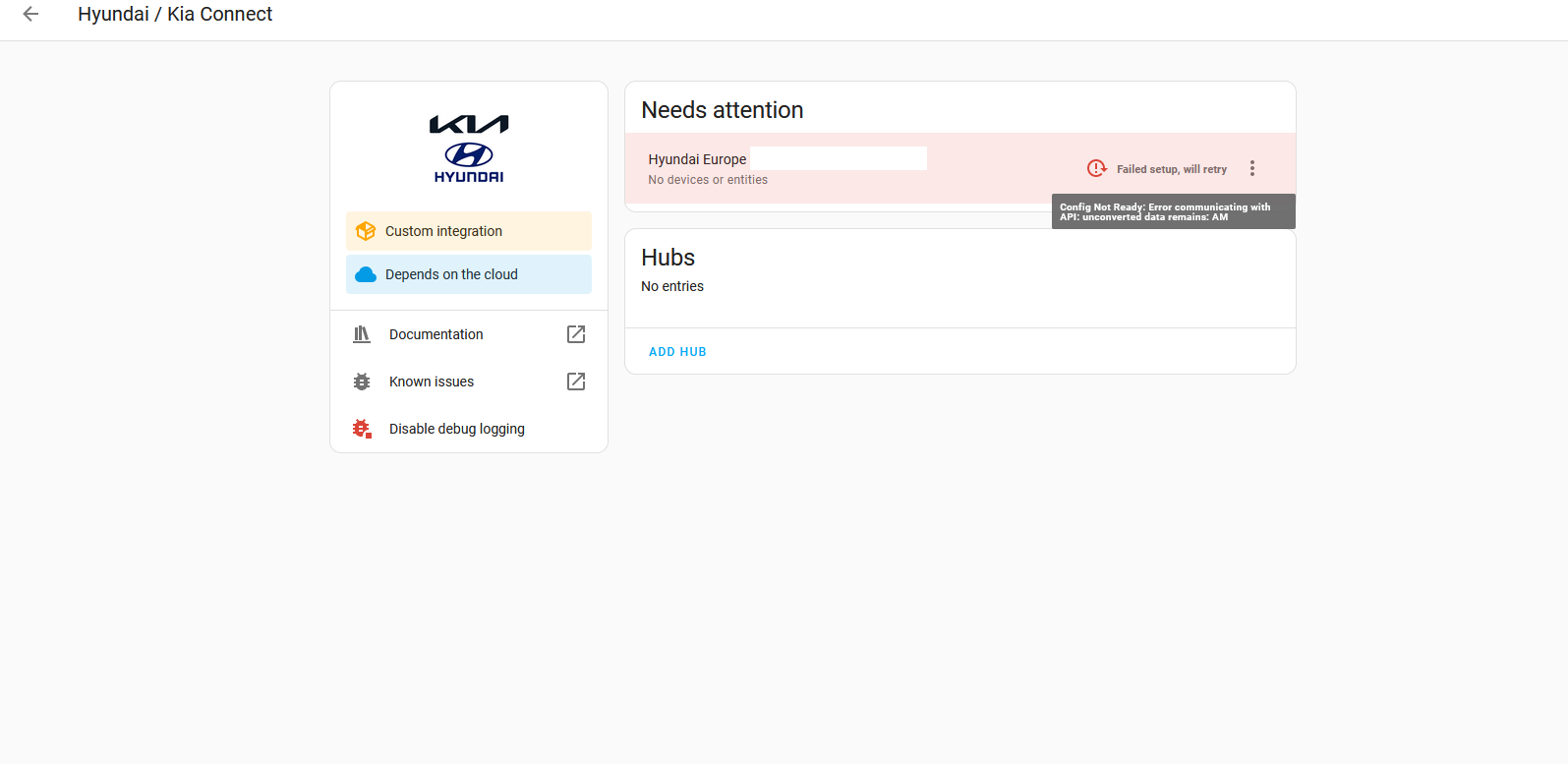 Error communicating with API Unconverted data remains AM / LOGIN FAILS