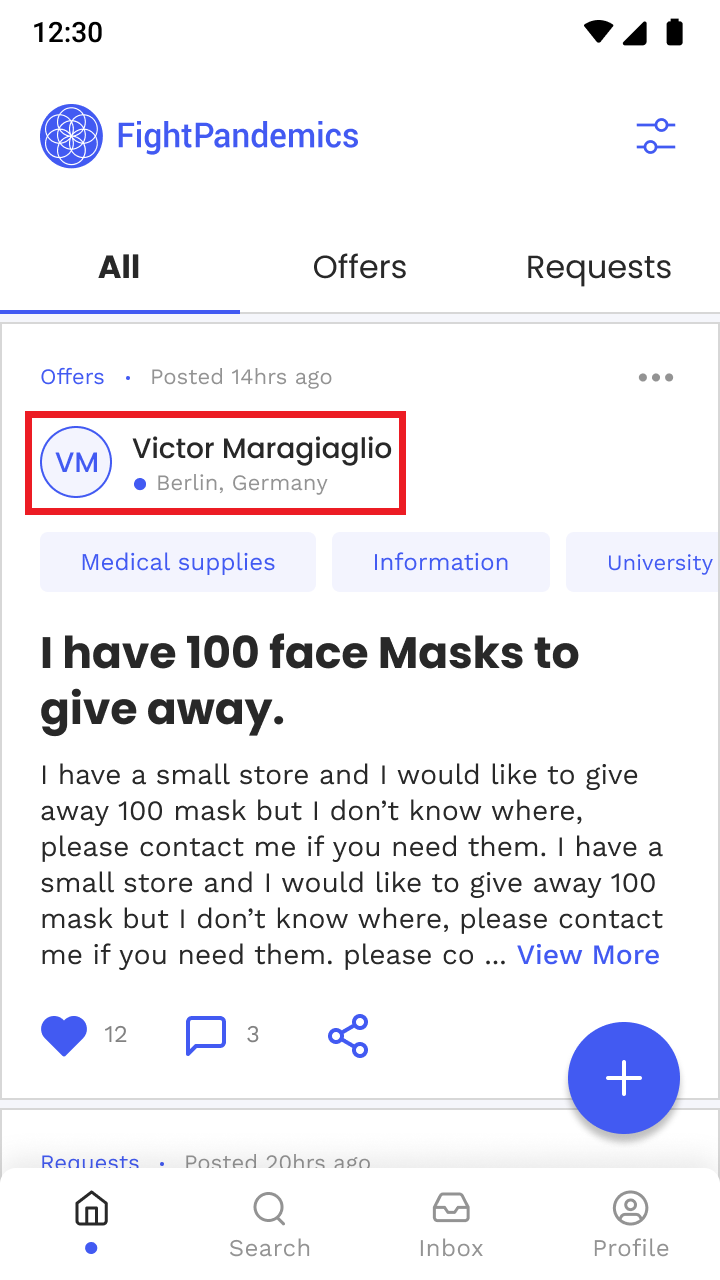 feed- user name