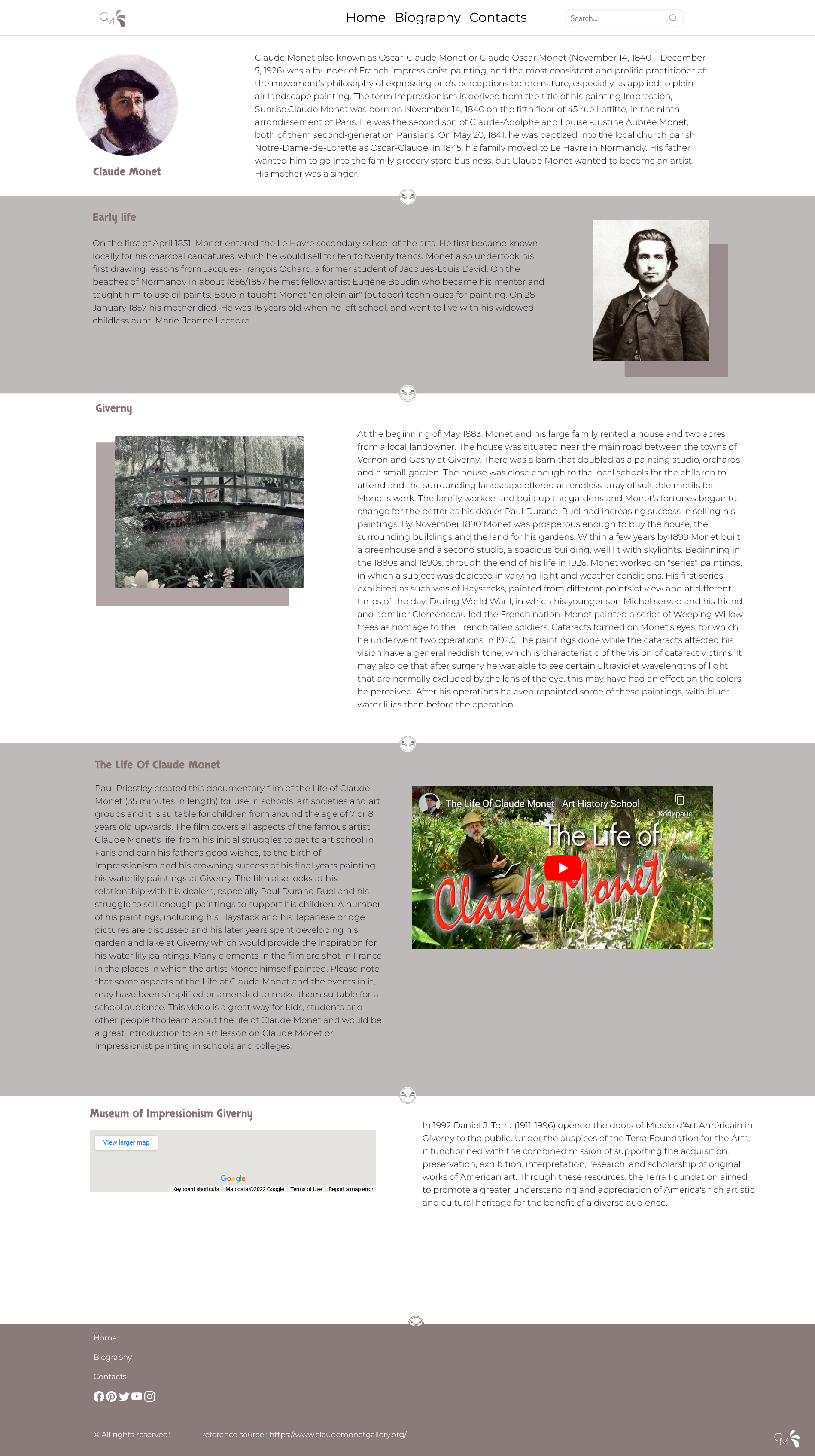 Github irinatsirkalova webdesign claudemonet