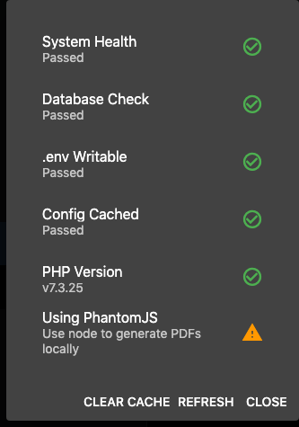 After recent update, health check is showing Node as the PDF generator ...