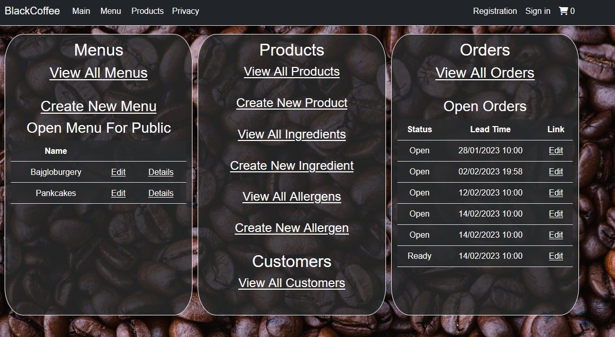 GitHub - KryspinTrawnik/CafeMVC: Application for managing cafe