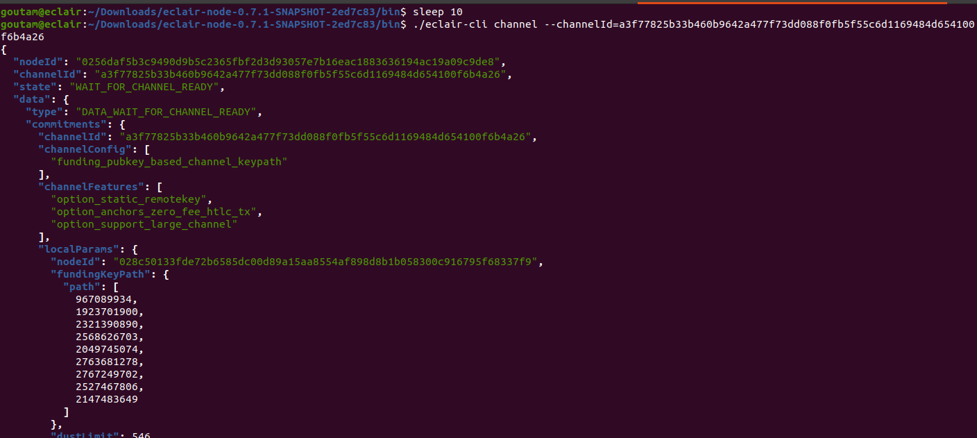 node A channel status