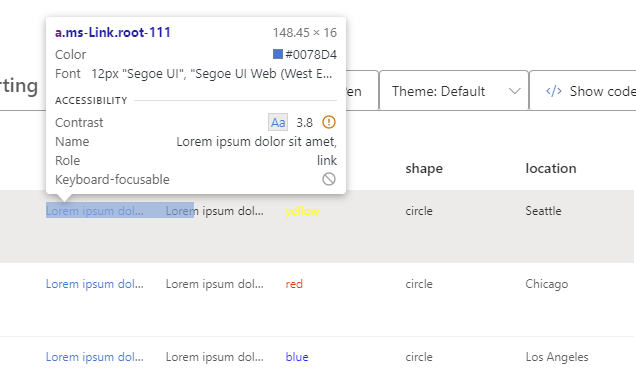 Link color contrast in Details List selected item · Issue #19567 ...