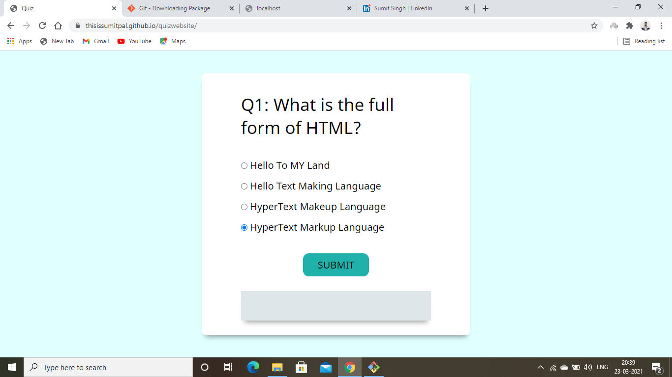GitHub - thisissumitpal/quizwebsite: quiz