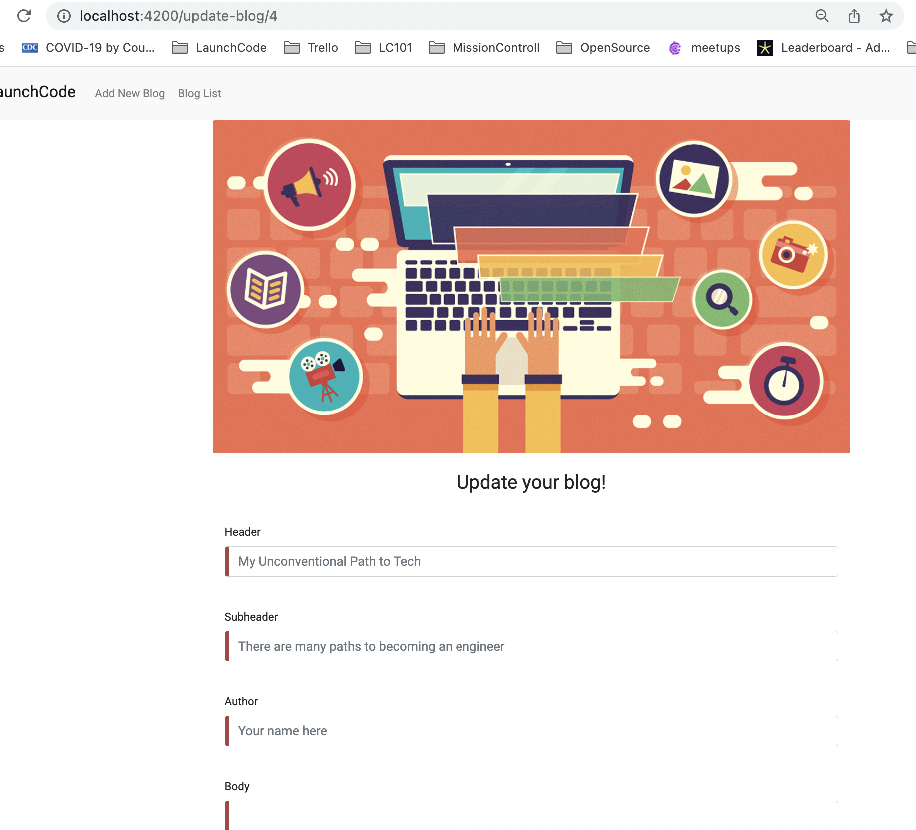 Blog Update Users should be able to update previous content of a blog · Issue #70 ...