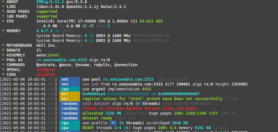 Screenshot from 2021-05-20...
It says failed to allocate randomX dataset using 1GB pages ![image