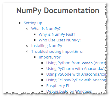 DOC: Missing site table of contents · Issue #17494 · numpy/numpy · GitHub