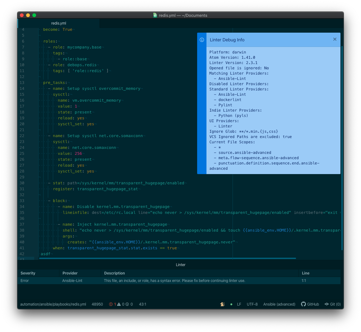 Lint warnings not showing on Linter 2.3.1 OS X Catalina Atom 1.41.0 ...
