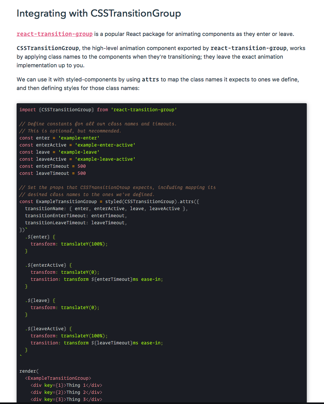 Add CSSTransitionGroup info by joshwcomeau · Pull Request #52 · styled ...