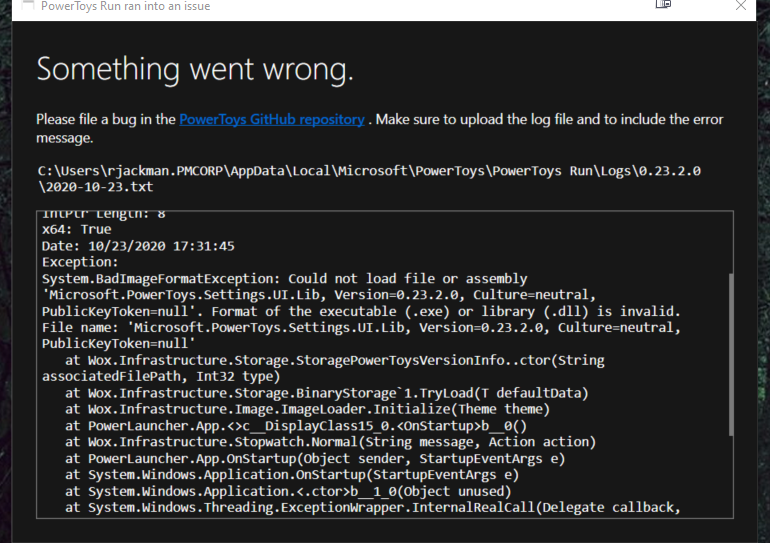 Something went wrong · Issue #7506 · microsoft/PowerToys · GitHub
