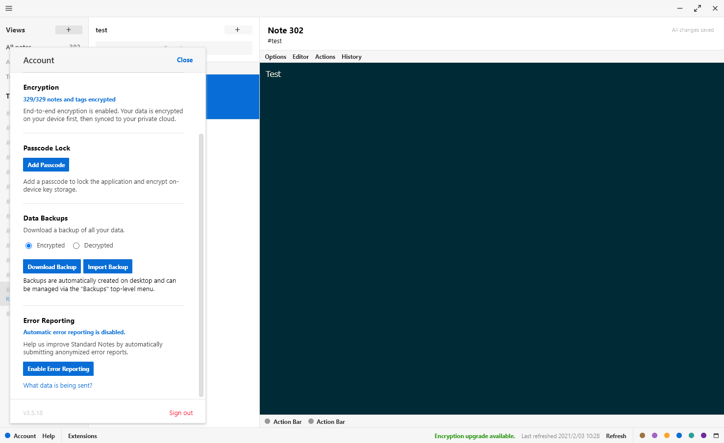Official Standard Notes theme does not get applied to whole application ...