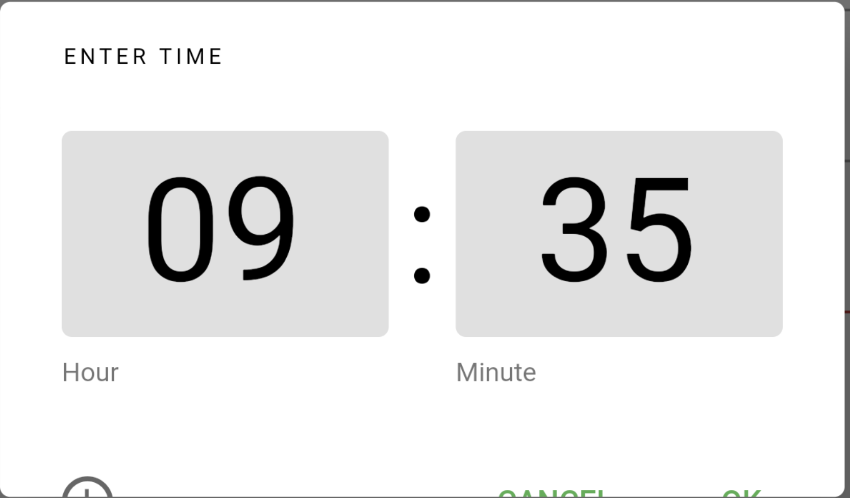 Time Picker OK Cancel Button In Small Font Size Must Be Scrolled
