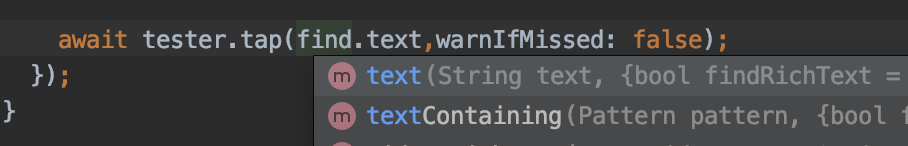 The sample code used within the comments in textContaining is wrong ...