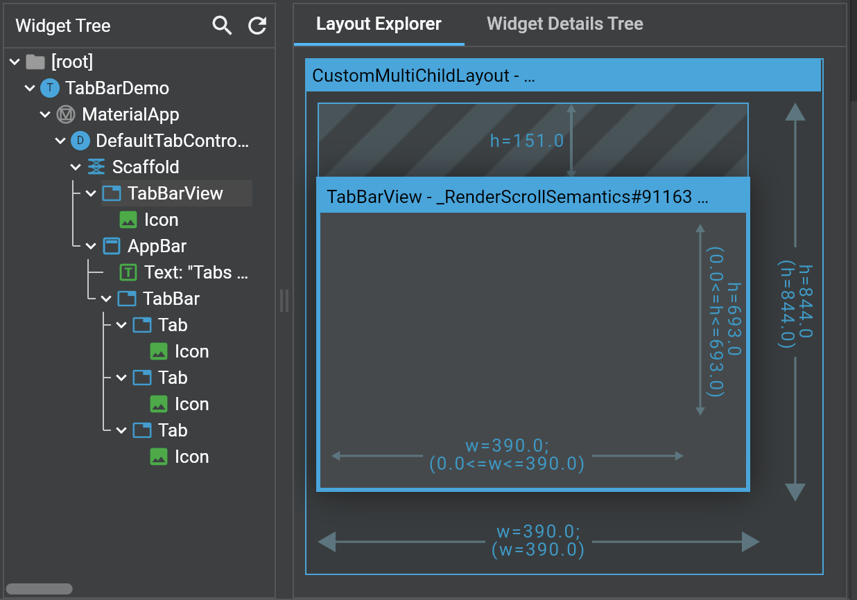 CupertinoTabScaffold causing empty Layout explorer in Dart DevTools in