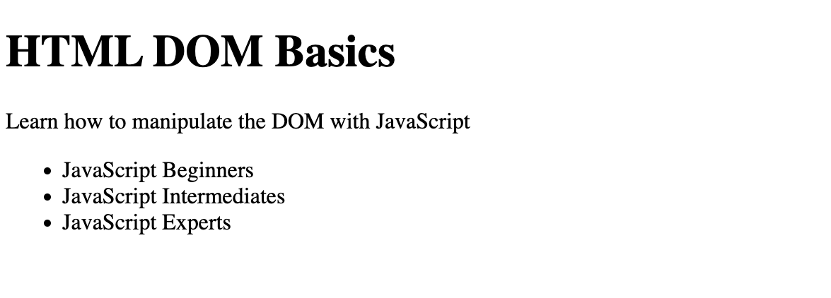 HTML DOM elements in JavaScript