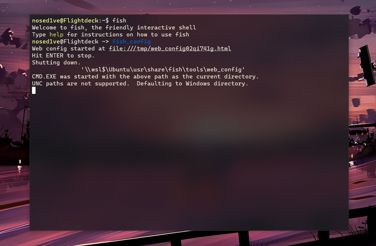 fish_config does not load on WSL 2. · Issue 7895 · fishshell/fish