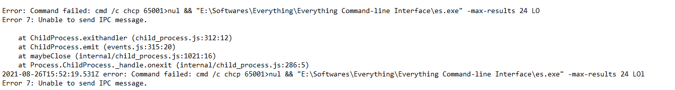 Everything not working. Error 7: Unable to send IPC message. · Issue ...