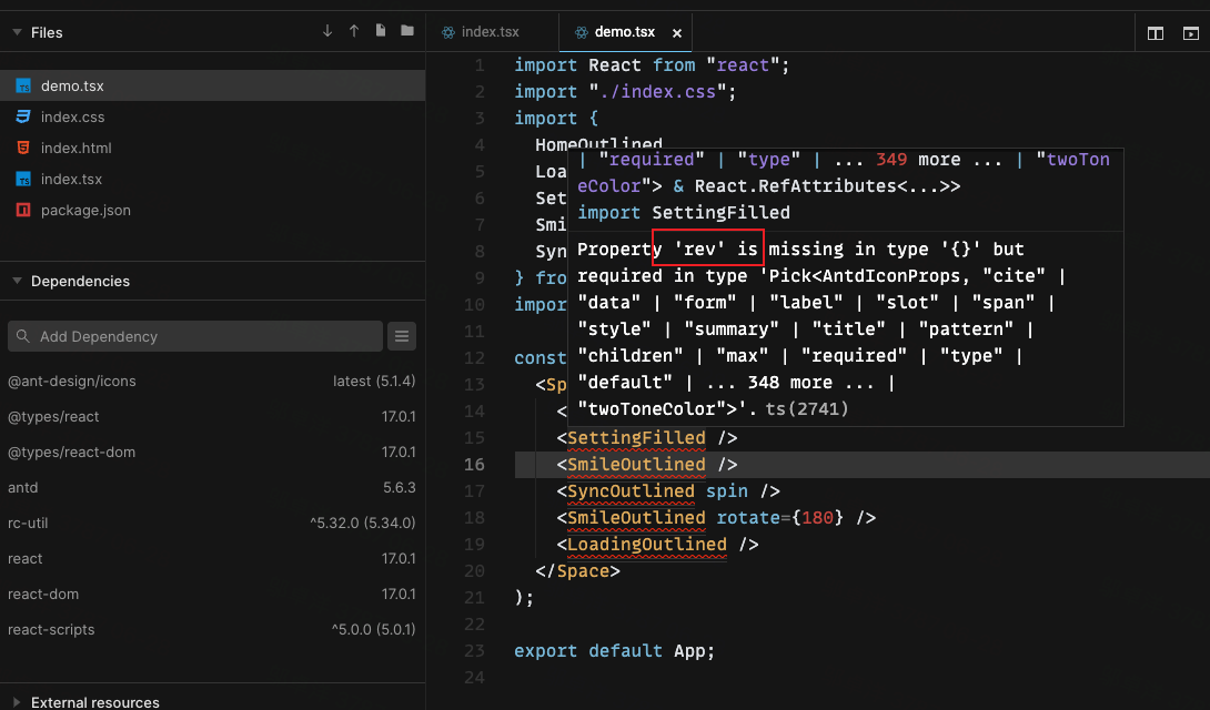 icon ts 报错 说需要 rev 这个类型 · Issue #43247 · ant-design/ant-design · GitHub