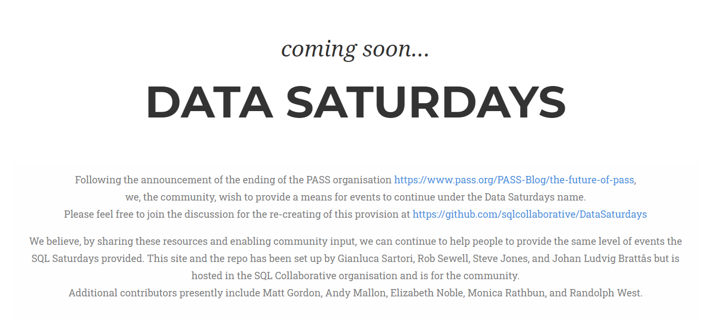 Screenshot of DataSaturdays.com